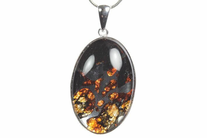 Sericho Pallasite Oval Meteorite Pendant - Kenya #351411